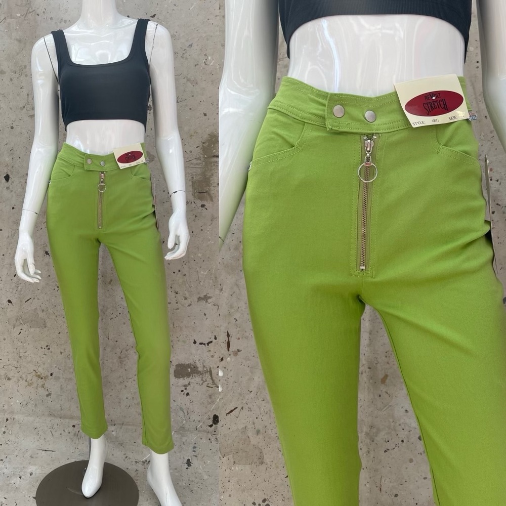 NWT Vintage Revolt 90’s/Y2K Lime Green High Waist Skinny Pants